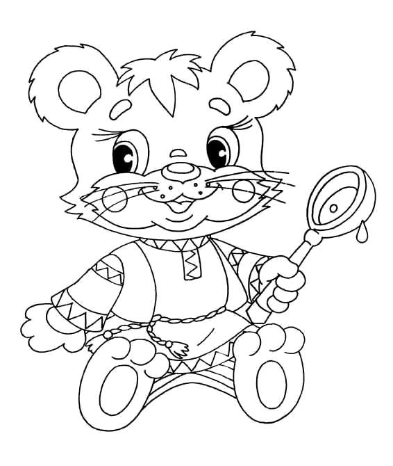 Раскраски мишки мишутки   Мишка с ложкой