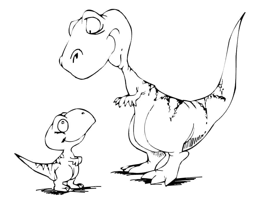   Раскраски динозавр с маленьким дино