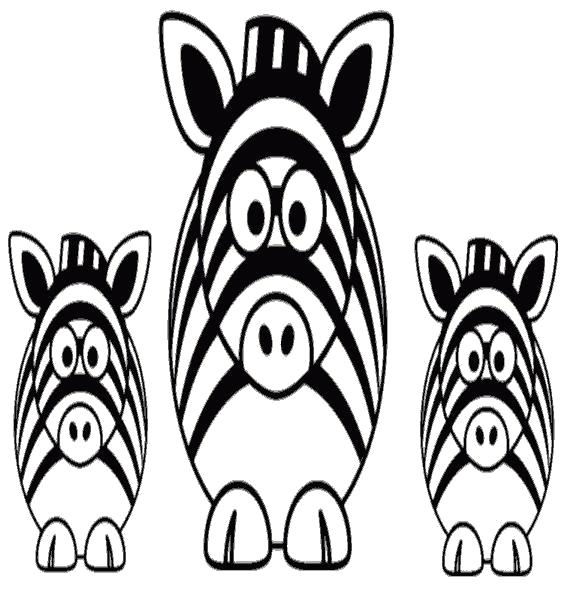 Раскраски зебры  Три прикольные зебры.