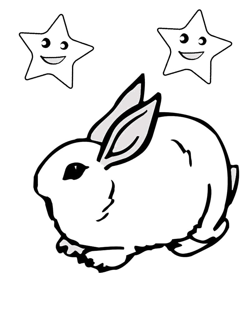   Раскраска кролик со звездами
